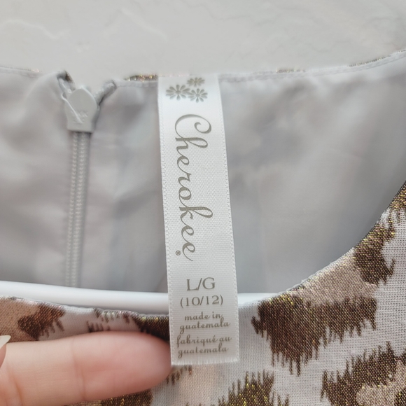 💕 Cherokee Metallic Animal Print Top Girls Size Large 10-12 - Picture 5 of 12